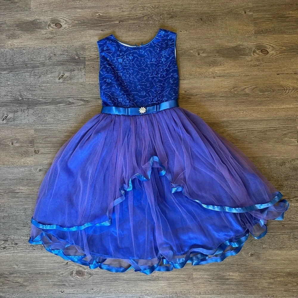 Elegant Blue and Purple Kids Dress